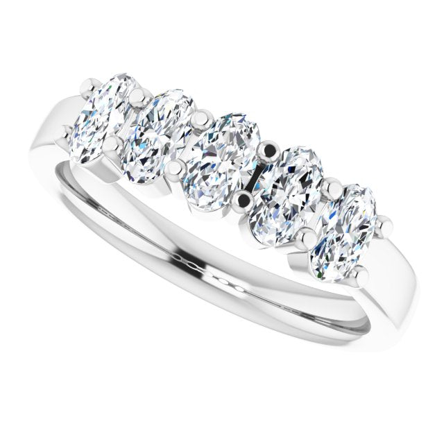 1.05 ct. Oval Cut Diamond Wedding Band 5 Stone Anniversary Ring-VIRABYANI